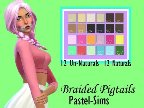 Pastel-sims Braided Pigtails
