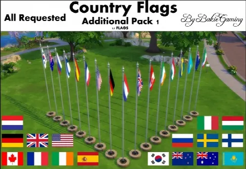 Animated Country Flagpoles Pack 1