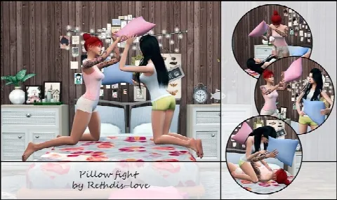 Pillow fight poses