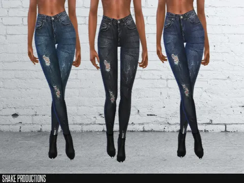 9 ripped skinny jeans by ShakeProductions, Sims 4 female clothes CC – image 2
