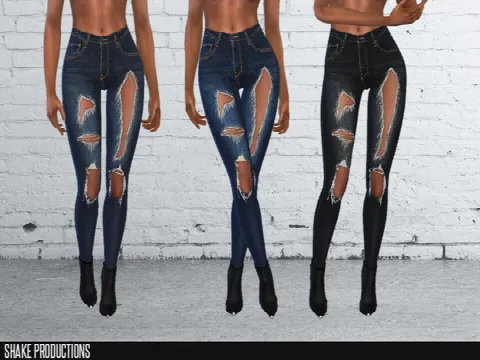 9 ripped skinny jeans by ShakeProductions, Sims 4 female clothes CC – image 3
