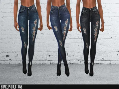 9 ripped skinny jeans by ShakeProductions, Sims 4 female clothes CC – image 4