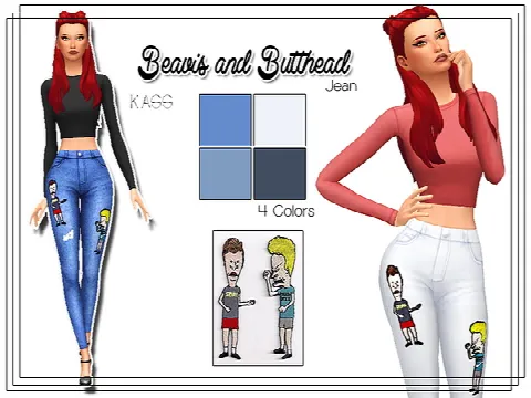 Beavis and Butthead Patched Jeans