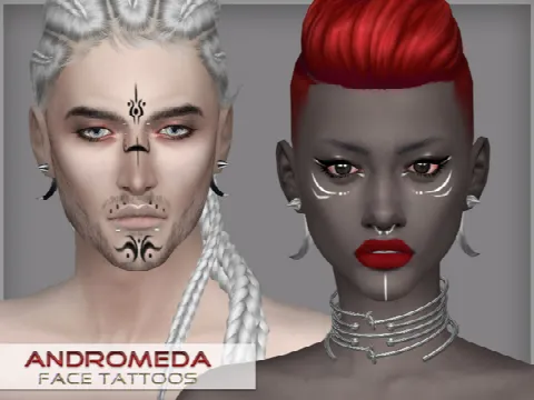 Andromeda face tattoos