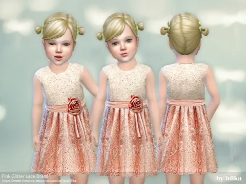 Pink Glitter Lace Dress