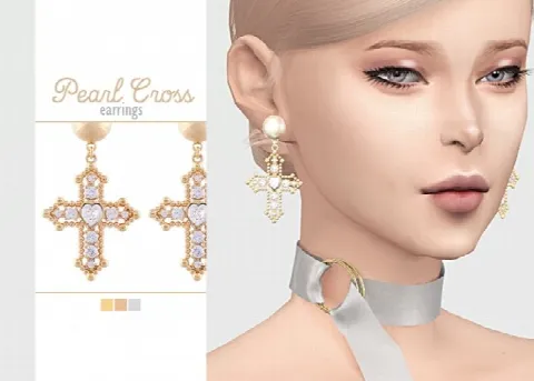 Pearl Cross Earrings