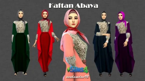 Hijab Model043 & Kaftan Abaya by Aanhamdan93, Sims 4 female clothes CC – image 4