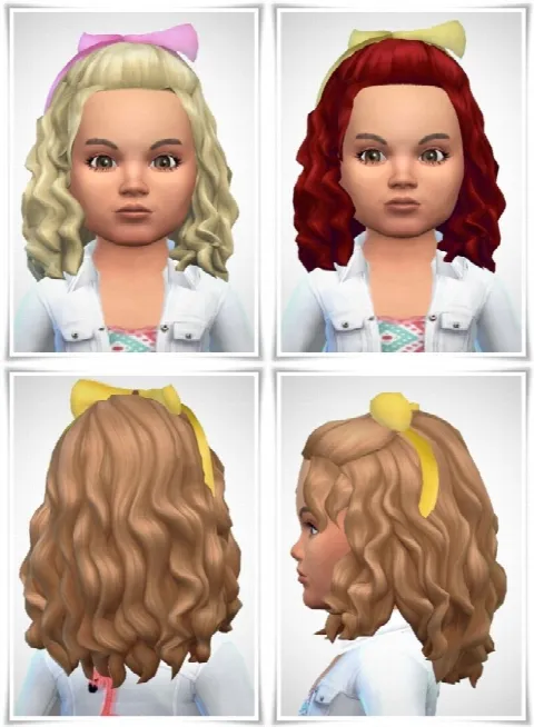 Mary’s Curls with Bow hair by Birkschessimsblog, Sims 4 hair CC – image 2