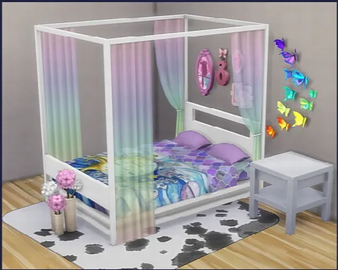 Bed frame Himmelbett by Cappussims4you, Sims 4 furniture CC – image 3