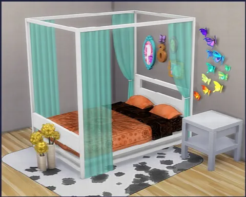 Bed frame Himmelbett by Cappussims4you, Sims 4 furniture CC – image 4