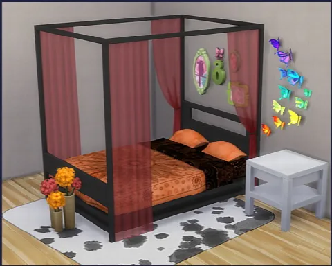 Bed frame Himmelbett by Cappussims4you, Sims 4 furniture CC – image 5