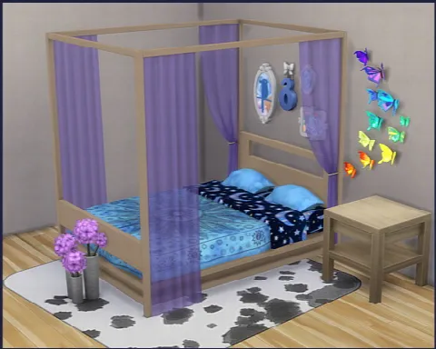 Bed frame Himmelbett by Cappussims4you, Sims 4 furniture CC – image 6