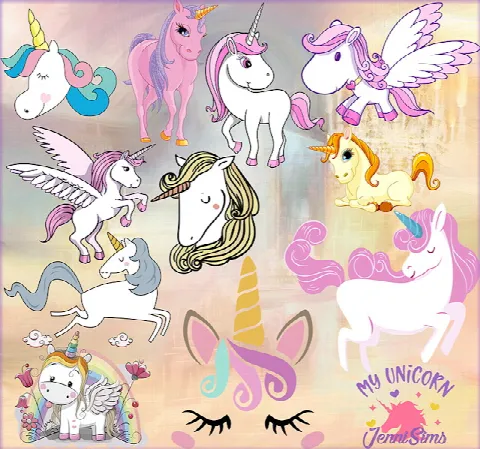 Wall Art Unicorns 11 designs by Jennisimsunanuevaexperiencia, Sims 4 decor CC – image 2