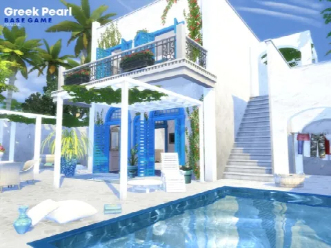 Greek Pearl house by Pralinesims, Sims 4 residential lots CC – image 2