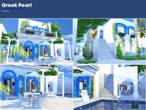 Greek Pearl house by Pralinesims, Sims 4 residential lots CC – image 3
