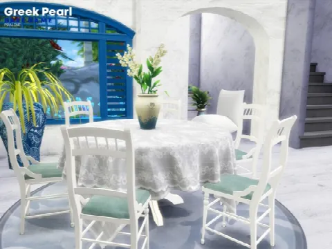 Greek Pearl house by Pralinesims, Sims 4 residential lots CC – image 4