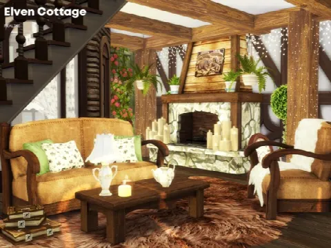 Elven Cottage by Pralinesims, Sims 4 residential lots CC – image 4