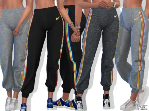 Athletic Sweatpants With Side Rainbow Strip