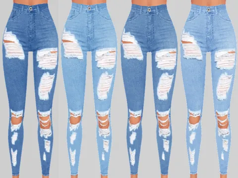 Sunset Denim Ripped Jeans 017 by Pinkzombiecupcakes, Sims 4 female clothes CC – image 2