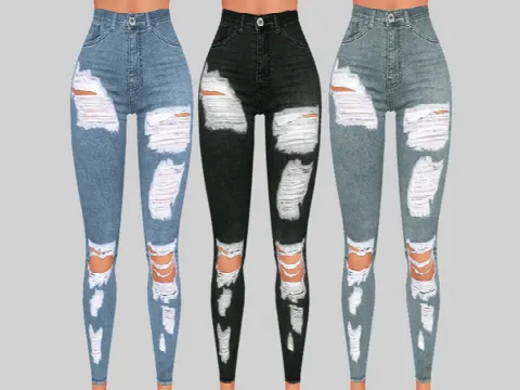 Sunset Denim Ripped Jeans 017 by Pinkzombiecupcakes, Sims 4 female clothes CC – image 4