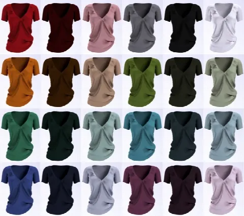 V-neck t-shirt by Lazyeyelids, Sims 4 female clothes CC – image 2