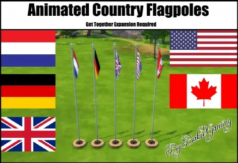 Animated Country Flagpoles
