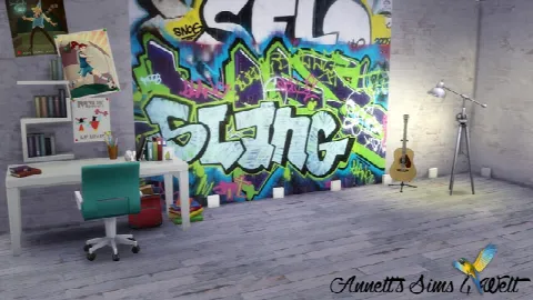 Graffiti Walls by Annettssims4welt, Sims 4 walls & floors CC – image 4