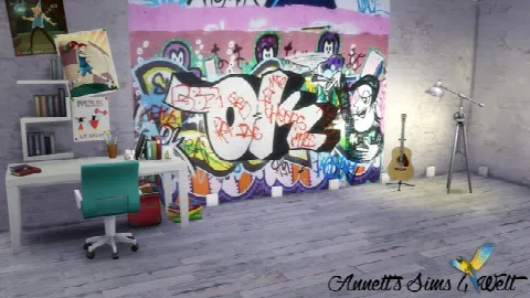 Graffiti Walls by Annettssims4welt, Sims 4 walls & floors CC – image 5