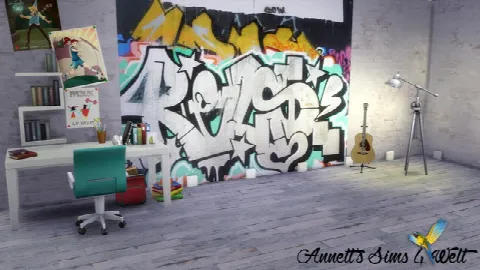 Graffiti Walls by Annettssims4welt, Sims 4 walls & floors CC – image 6