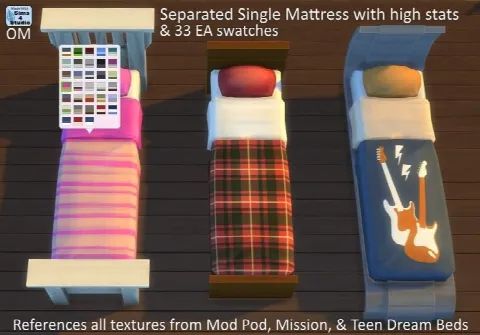 Separated single mattress with high stats & 33 EA swatches