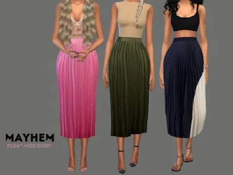 Pleat Midi Skirt 01