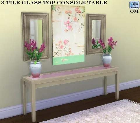 3 tile glass top console table