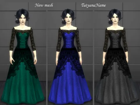 Vampire lace dress by TatyanaName, Sims 4 female clothes CC – image 2