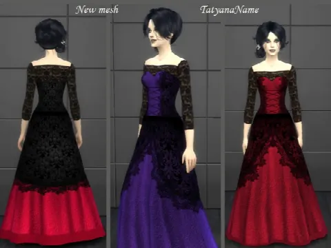 Vampire lace dress by TatyanaName, Sims 4 female clothes CC – image 3