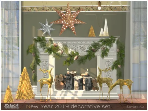 New Year 2019 decorative set