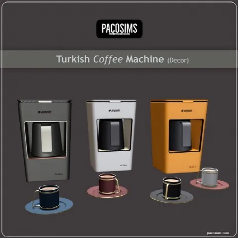 Turkish Coffee Machine & Coffee Cup Decor (P)