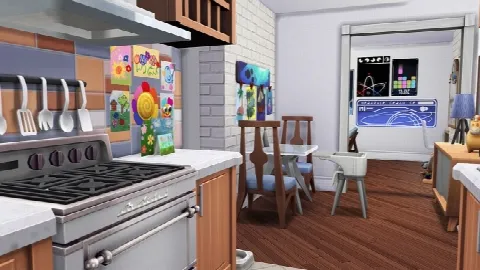 SINGLE DAD W/ ONE DAUGHTER APARTMENT by Avelineyt, Sims 4 residential lots CC – image 2