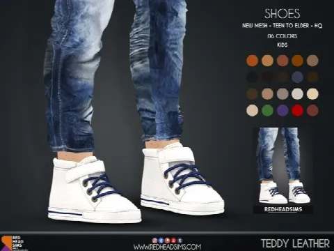 TEDDY LEATHER SHOES KIDS + TODDLER by Redheadsims Cc, Sims 4 female shoes CC – image 2