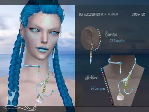 Earrings & necklace for mermaids