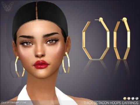 Thick Octagon Hoop Earrings