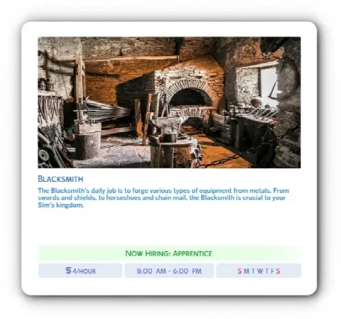 Blacksmith Career mod