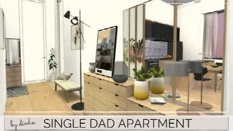 SINGLE DAD APARTMENT by Dinha Gamer, Sims 4 residential lots CC – image 2