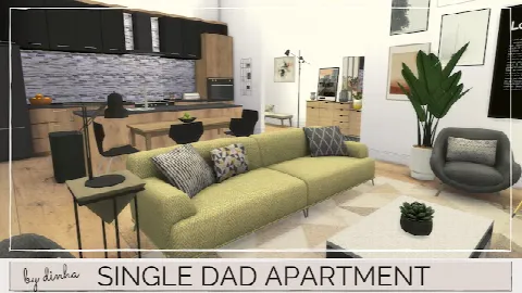SINGLE DAD APARTMENT by Dinha Gamer, Sims 4 residential lots CC – image 4
