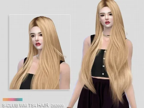 Long straight hair 202008 by S-Club WM, Sims 4 hair CC – image 2