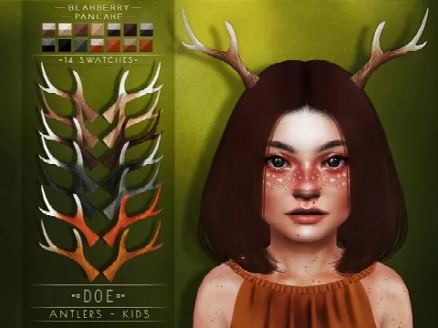 Deer & Doe Antlers by Blahberry Pancake, Sims 4 headwear CC – image 3