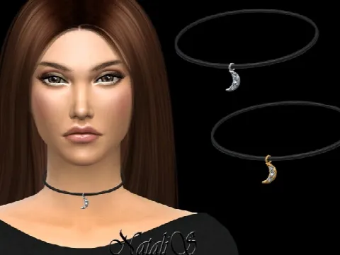 Crescent moon pendant choker