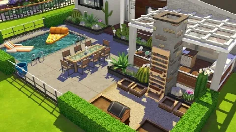 GRANDPARENTS’ MID-CENTURY MODERN HOME by Avelineyt, Sims 4 residential lots CC – image 4