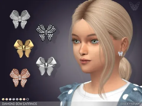 Diamond Pave Bow Earrings For Kids