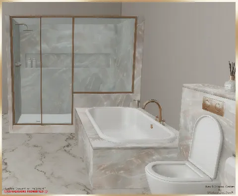 Perla Shower, Bath & Toilet Set by PlatinumLuxeSims, Sims 4 bathroom CC – image 4