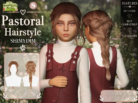 Pastoral Hairstyle Maxis Match by Shimydim, Sims 4 hair CC – image 2